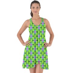 Pattern Green Show Some Back Chiffon Dress