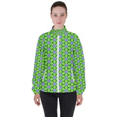 Pattern Green Women s High Neck Windbreaker