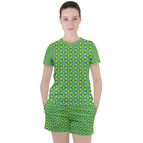 Pattern Green Women s Tee And Shorts Set by Mariart