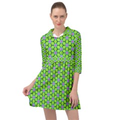 Pattern Green Mini Skater Shirt Dress