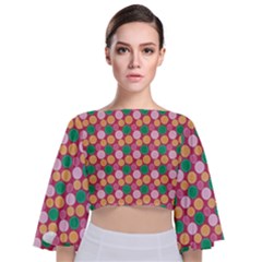 Circle Circumference Tie Back Butterfly Sleeve Chiffon Top