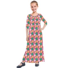 Circle Circumference Kids  Quarter Sleeve Maxi Dress by Alisyart