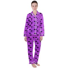 Purple Eyes Satin Long Sleeve Pyjamas Set