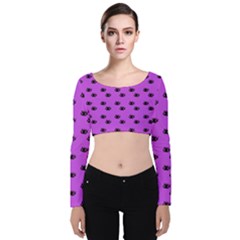 Purple Eyes Velvet Long Sleeve Crop Top by snowwhitegirl