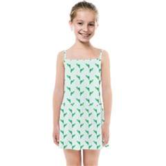 Green Parrot Pattern Kids  Summer Sun Dress by snowwhitegirl