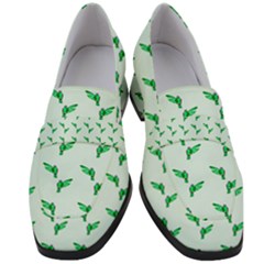 Green Parrot Pattern Women s Chunky Heel Loafers by snowwhitegirl
