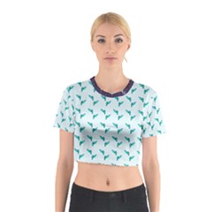 Blue Parrot Pattern Yellow Plaid Flannel Cotton Crop Top by snowwhitegirl