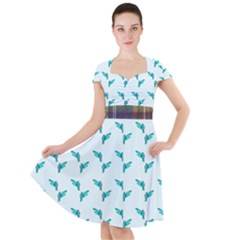 Blue Parrot Pattern Yellow Plaid Flannel Cap Sleeve Midi Dress by snowwhitegirl