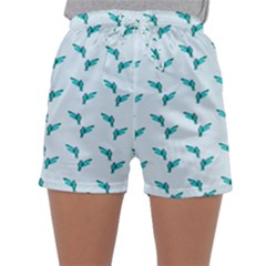 Blue Parrot Pattern Sleepwear Shorts