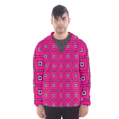 Pink Pattern Squares Men s Hooded Windbreaker