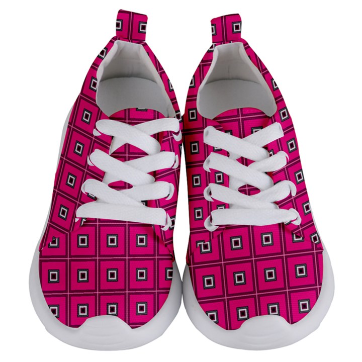 Pink Pattern Squares Kids  Lightweight Sports Shoes