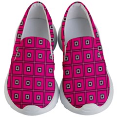 Pink Pattern Squares Kids  Lightweight Slip Ons by HermanTelo