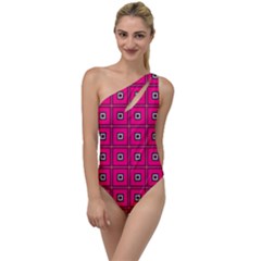 Pink Pattern Squares To One Side Swimsuit