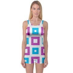 Pattern Plaid One Piece Boyleg Swimsuit