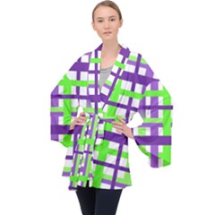 Plaid Waffle Gingham Velvet Kimono Robe by HermanTelo
