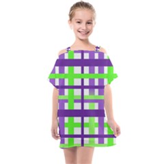 Plaid Waffle Gingham Kids  One Piece Chiffon Dress by HermanTelo