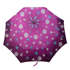 Snowflakes Winter Christmas Purple Folding Umbrellas by HermanTelo