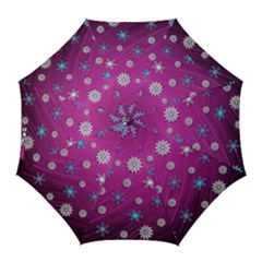 Snowflakes Winter Christmas Purple Golf Umbrellas by HermanTelo