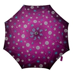 Snowflakes Winter Christmas Purple Hook Handle Umbrellas (large) by HermanTelo