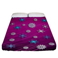 Snowflakes Winter Christmas Purple Fitted Sheet (california King Size) by HermanTelo