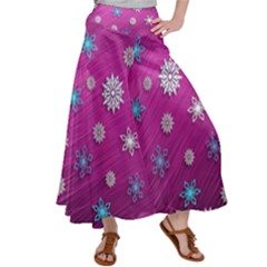 Snowflakes Winter Christmas Purple Satin Palazzo Pants