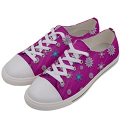 Snowflakes Winter Christmas Purple Women s Low Top Canvas Sneakers by HermanTelo