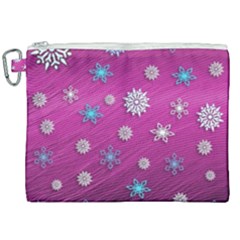 Snowflakes Winter Christmas Purple Canvas Cosmetic Bag (xxl)