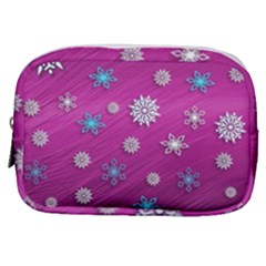 Snowflakes Winter Christmas Purple Make Up Pouch (small)