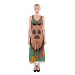 Hedgehog Animal Cute Cartoon Sleeveless Maxi Dress by Sudhe