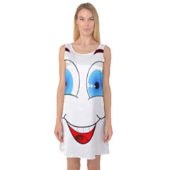 Smiley Face Laugh Comic Funny Sleeveless Satin Nightdress by Sudhe