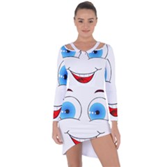 Smiley Face Laugh Comic Funny Asymmetric Cut-out Shift Dress by Sudhe