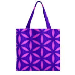 Purple Zipper Grocery Tote Bag