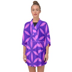 Purple Half Sleeve Chiffon Kimono by HermanTelo