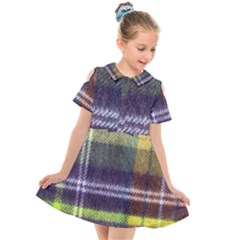 Yellow Plaid Flannel Kids  Short Sleeve Shirt Dress by snowwhitegirl