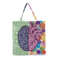 Brain Heart Balance Emotion Grocery Tote Bag by Sudhe