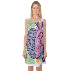 Brain Heart Balance Emotion Sleeveless Satin Nightdress by Sudhe