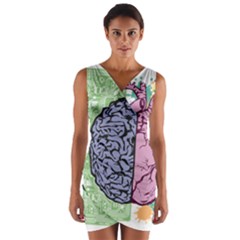 Brain Heart Balance Emotion Wrap Front Bodycon Dress by Sudhe