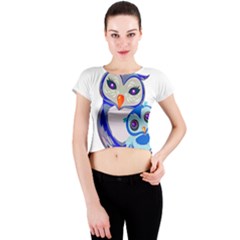 Owl Mother Owl Baby Owl Nature Crew Neck Crop Top by Sudhe