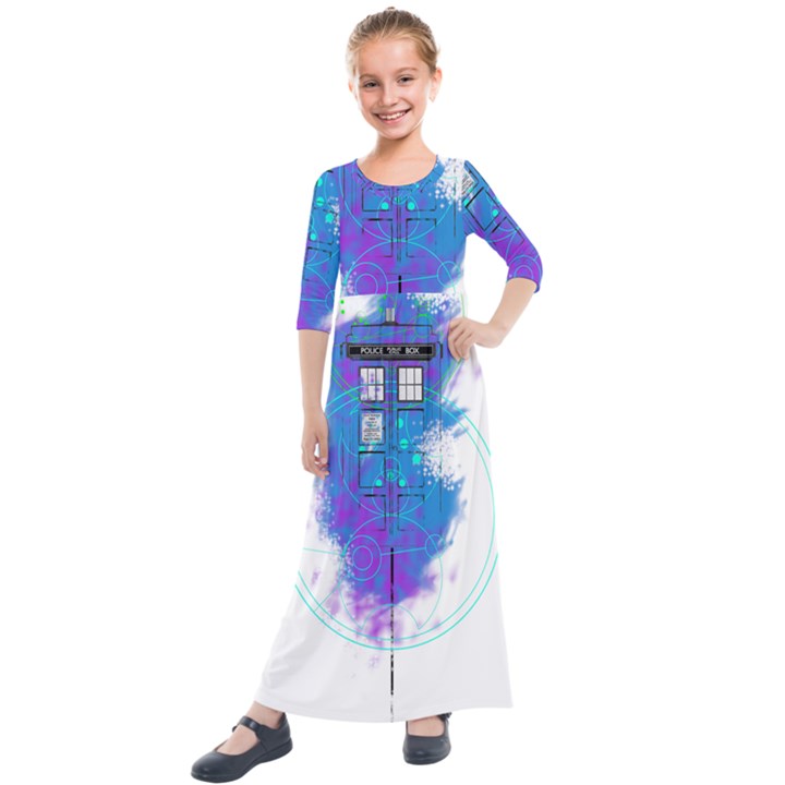 Tattoo Tardis Seventh Doctor Doctor Kids  Quarter Sleeve Maxi Dress