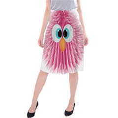 Bird Fluffy Animal Cute Feather Pink Midi Beach Skirt by Sudhe