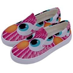 Bird Fluffy Animal Cute Feather Pink Kids  Canvas Slip Ons by Sudhe