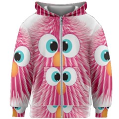 Bird Fluffy Animal Cute Feather Pink Kids  Zipper Hoodie Without Drawstring by Sudhe