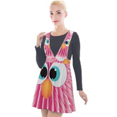 Bird Fluffy Animal Cute Feather Pink Plunge Pinafore Velour Dress