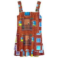 Town Buildings Old Brick Building Kids  Layered Skirt Swimsuit by Sudhe