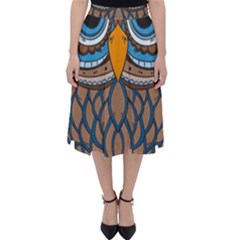 Owl Drawing Art Vintage Clothing Blue Feather Classic Midi Skirt by Sudhe