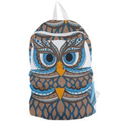 Owl Drawing Art Vintage Clothing Blue Feather Foldable Lightweight Backpack