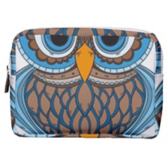 Owl Drawing Art Vintage Clothing Blue Feather Make Up Pouch (medium) by Sudhe