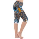 Owl Drawing Art Vintage Clothing Blue Feather Lightweight Velour Cropped Yoga Leggings View3