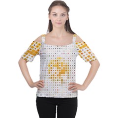 Abstract Art Art Artificial Flowers Cutout Shoulder Tee