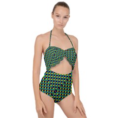 Kaleidoscope Art Unique Design Scallop Top Cut Out Swimsuit by Wegoenart